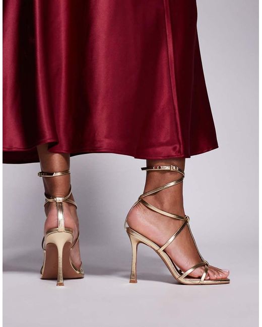 Asos Design Wide Fit Red Nobel Caged High Heeled Sandals