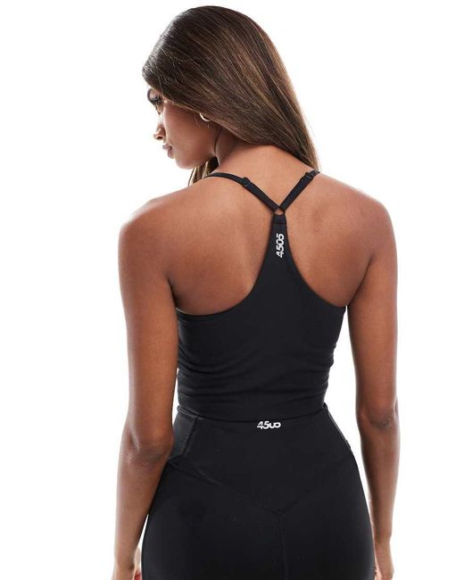 4505 Black Icon Yoga Cami With Inner Bra And Adjustable Straps