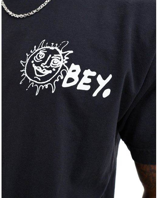 Obey Blue Garment Dyed Sun Graphic T-shirt
