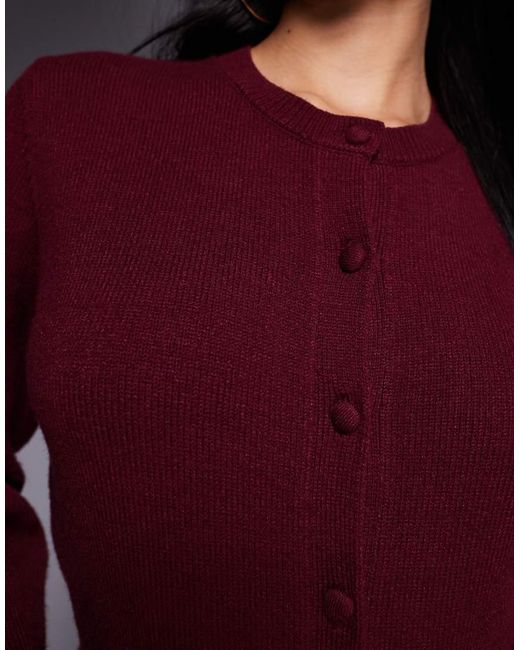 The Frolic Red Exclusive Ribbed Structu Waist Button Through Cardigan