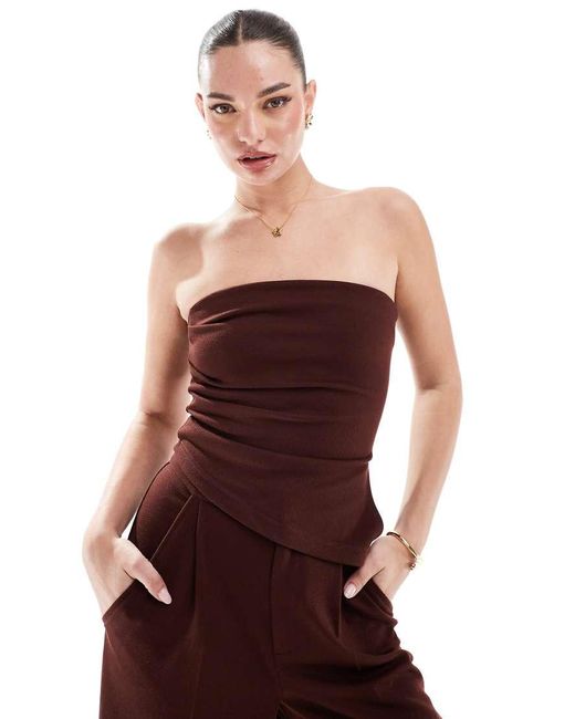 ASOS Strapless Bandeau-Top Met Gerimpelde Zijkant in het Red