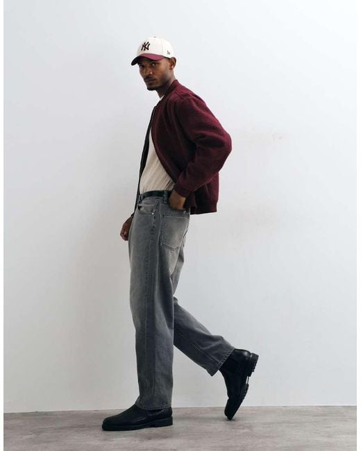ASOS Red Oversized Wool Look Bomber for men