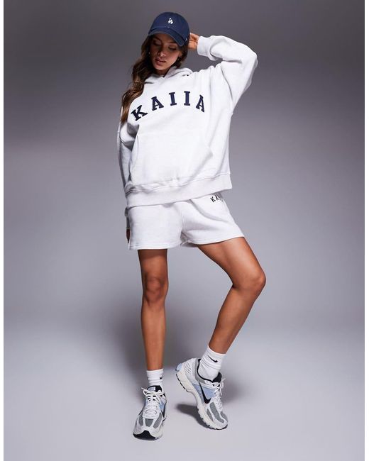 Sudadera Claro Jaspeado Con Capucha Y Logo Bordado De (Parte De Un Conjunto) Kaiia de color Gray
