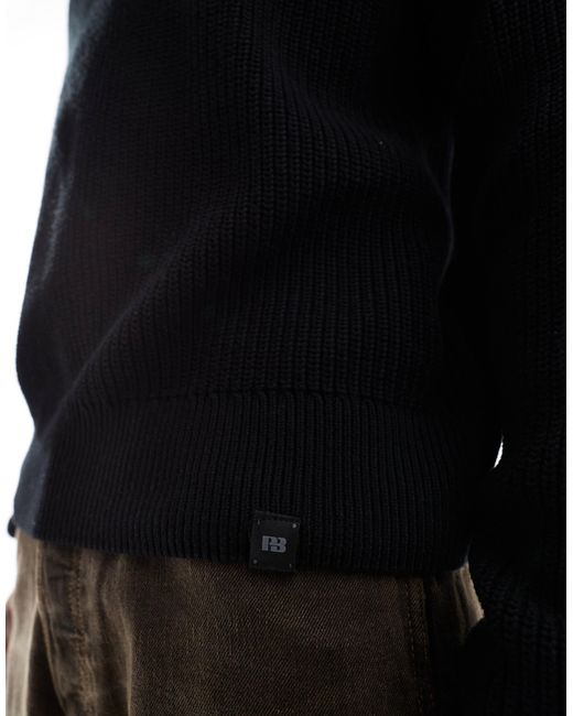 Pull en maille à col zippé Pull&Bear pour homme en coloris Black