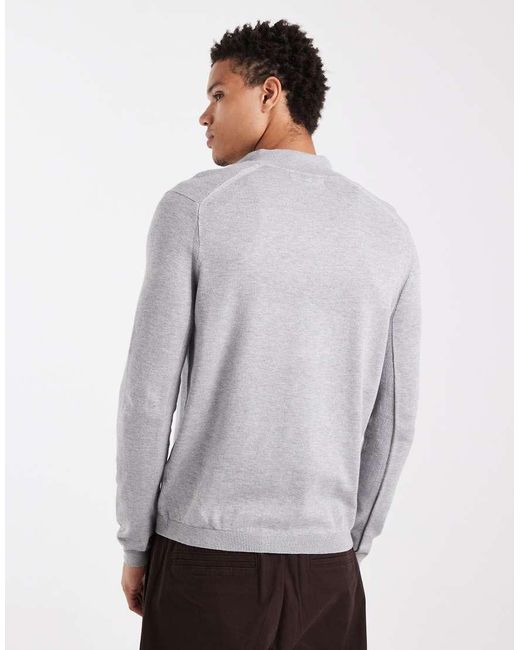 Sudadera De Vestir Claro Con Media Cremallera De River Island de hombre de color Gray