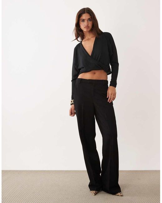 ASOS Black Modal Slouchy Twist Front Top