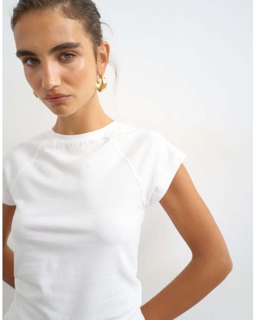 TOPSHOP White Raglan Clean T Shirt