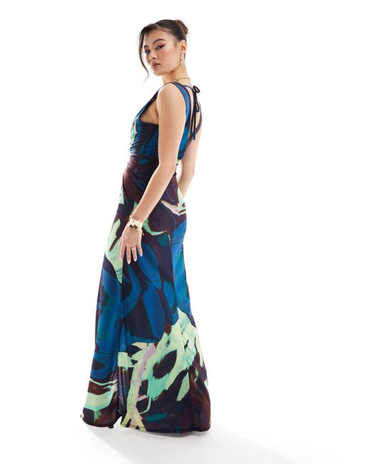 ASOS Blue Twist Front Maxi Dress