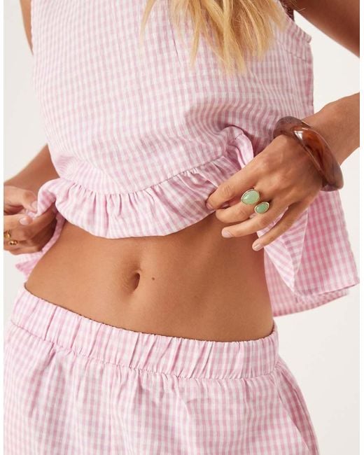 Vila Pink Gingham Shorts Co-Ord