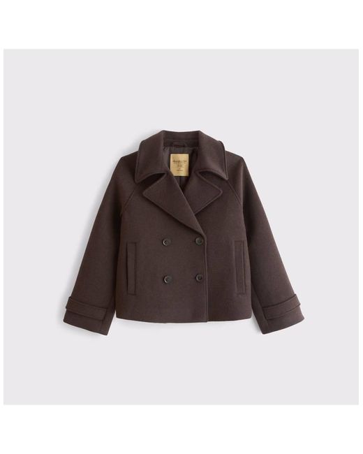 Abercrombie & Fitch Brown Carrie Short Wool-Blend Trench Coat
