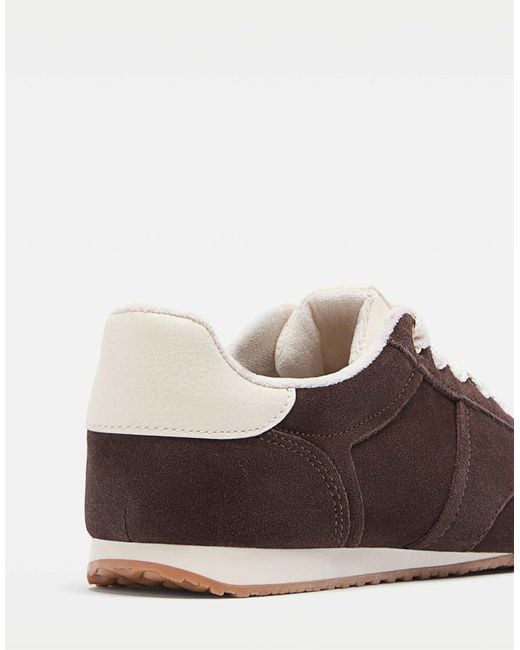 Stradivarius Brown – sneaker aus weichem leder