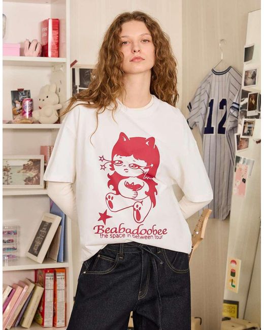 Bershka Pink Beabadoobee Short Sleeve Print T-shirt