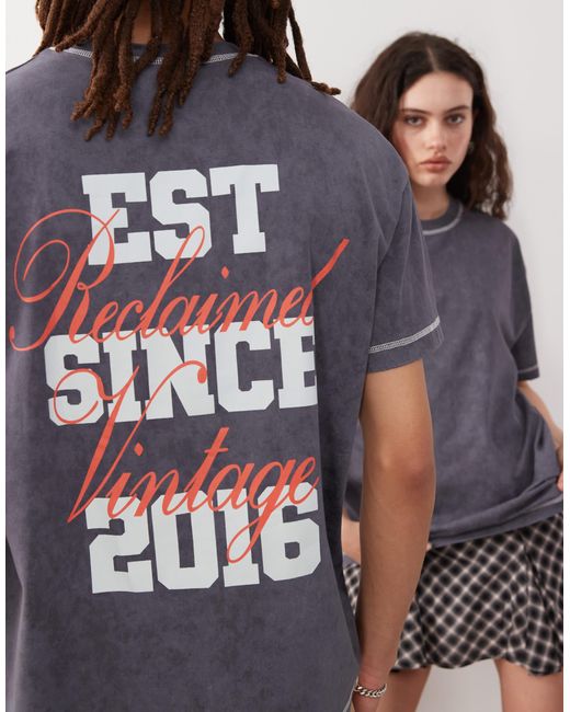 Reclaimed (vintage) Gray Unisex Back Graphic Print Oversized T-shirt