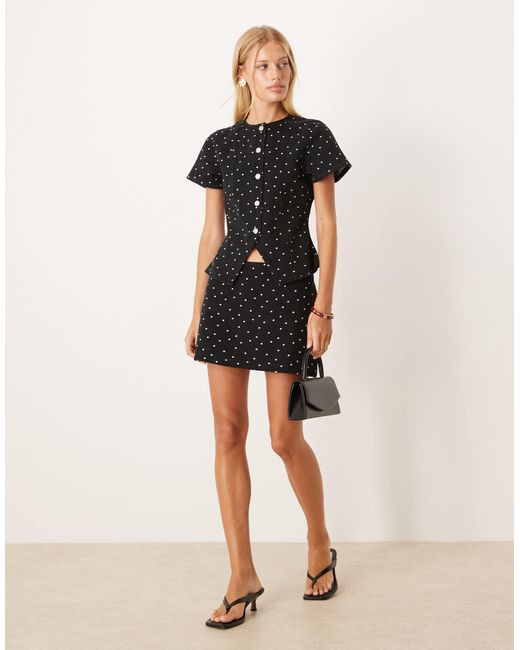 ASOS Black – schlichter mikro-jeansrock mit kleinem punktmuster