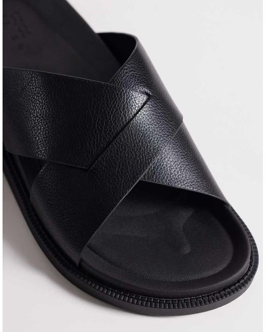 ASOS Black Cross Over Strap Sandals for men