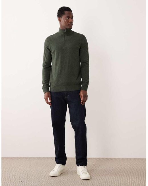 SELECTED Gray Knitted Quarter Zip Jumper for men