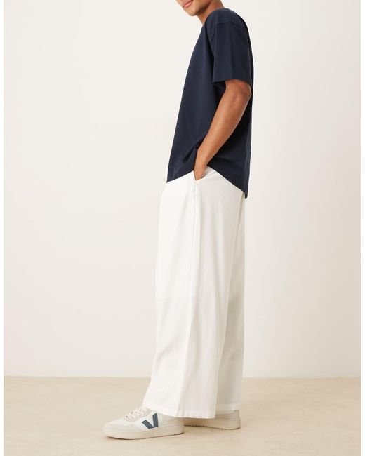 Pantalones Blancos De Corte Suelto Con Detalle De Pliegues Pronunciados De ASOS de hombre de color Blue