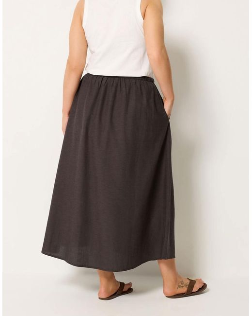 Yours Clothing Brown Linen Maxi Skirt