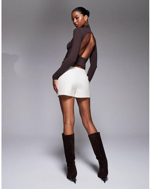 Oh Polly Gray Auri Modal Ruched Backless Top