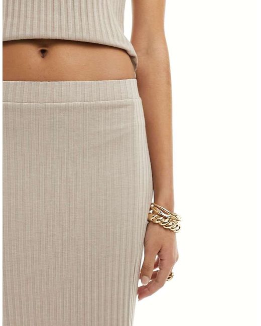 Vila White Ribbed Midi Skirt Co-ord With Split