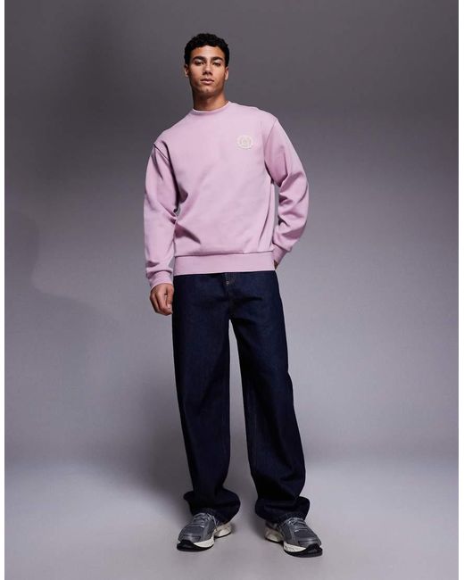 Boss Purple Varsity Chest Logo Knitted Jumper for men