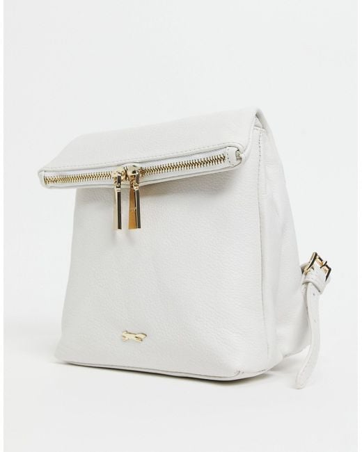 Paul Costelloe White Leather Backpack With Chain Straps
