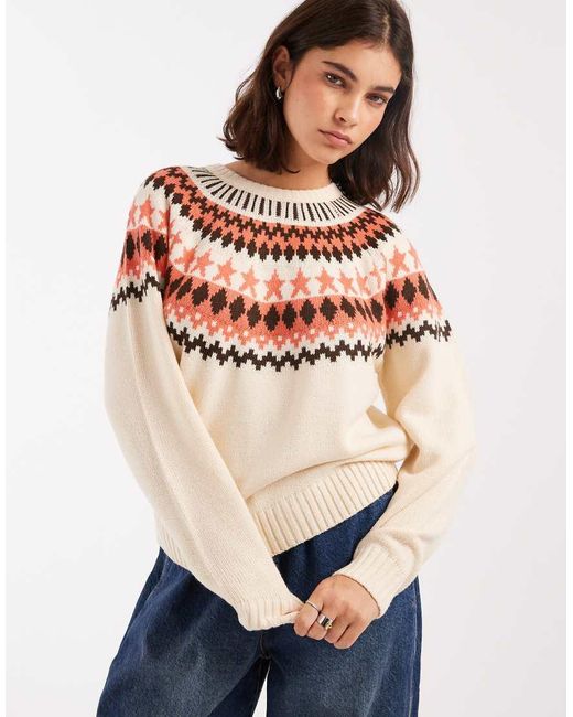Threadbare Blue High Neck Fairisle Jumper