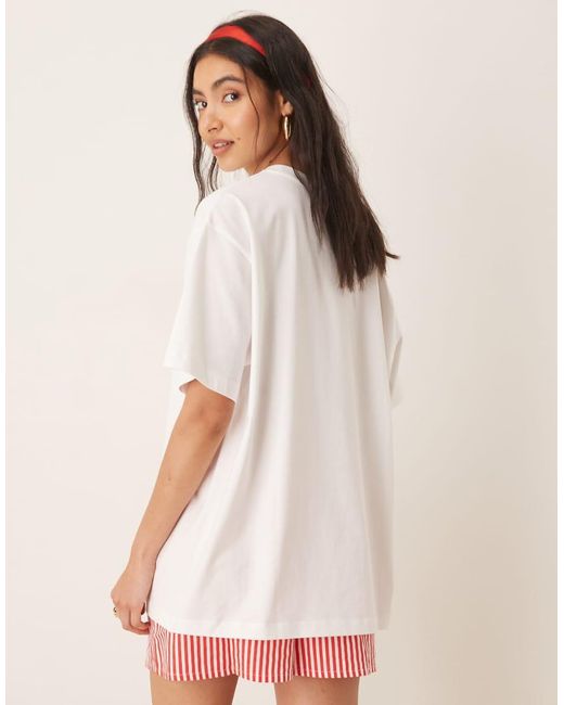 ASOS Oversized T-Shirt Met Florence-Print in het Red