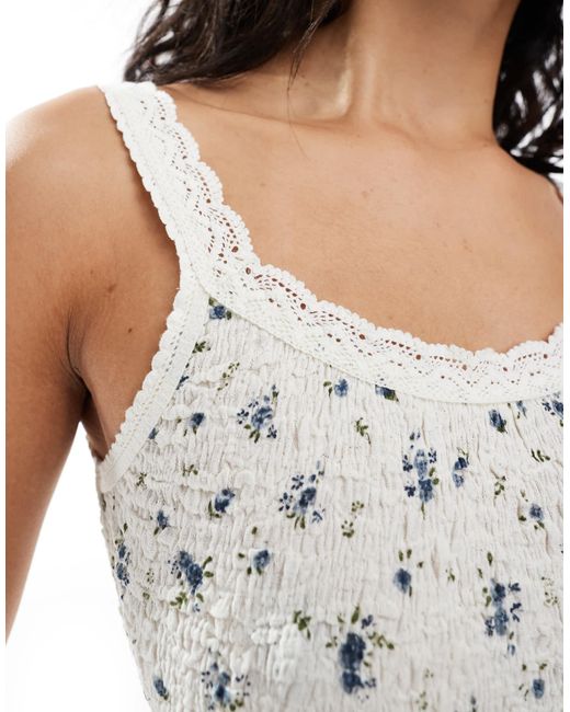Caraco froissé en dentelle à fleurs - crème New Look en coloris White