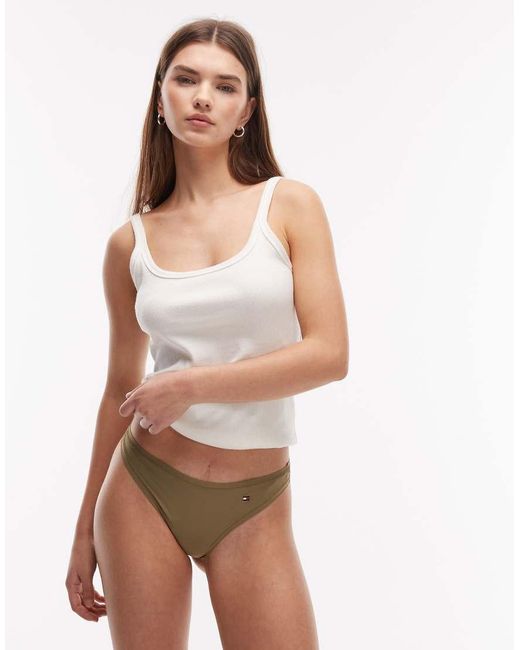 Tommy Hilfiger Green Microfibre Essentials Thong