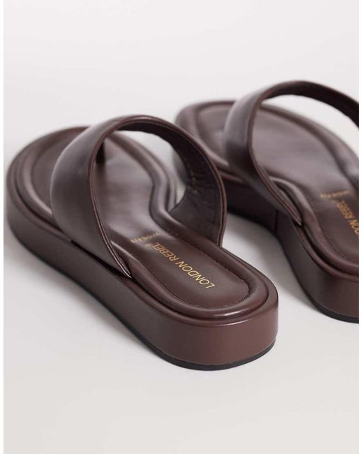 London Rebel Brown Mira Flatform Thong Sandals