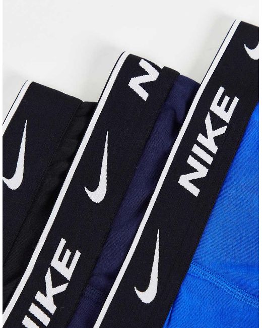 Nike Blue 3 Pack Cotton Stretch Trunks for men