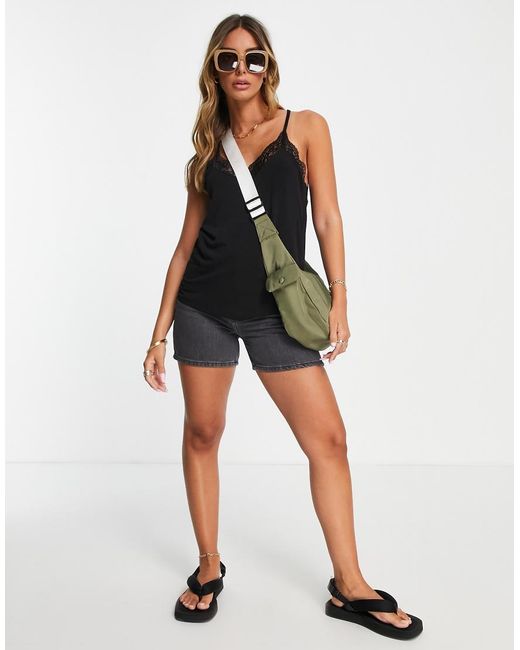 Vero Moda Black Lace Trim Cami Top