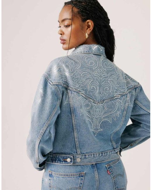 Levi's Gray Beyoncé X ® Western Crystal Collection Denim Jacket