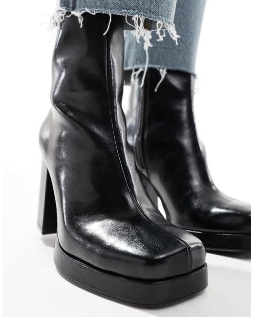 Bershka Platform Heeled Ankle Boots in Blue Lyst Canada