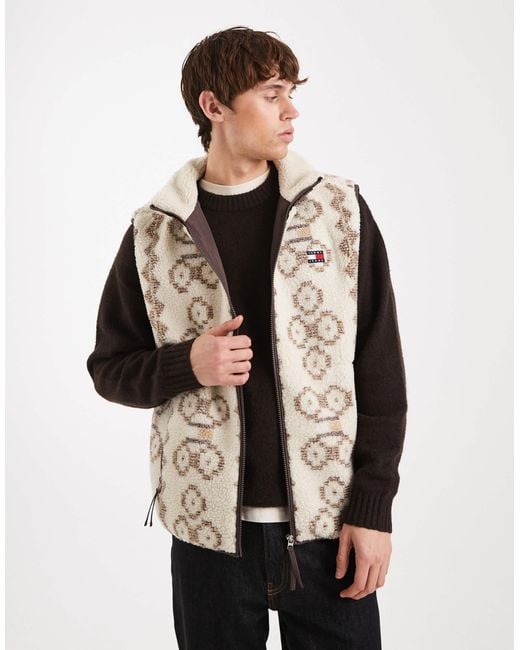 Tommy Hilfiger Natural Pattern Teddy Zip Up Gilet for men