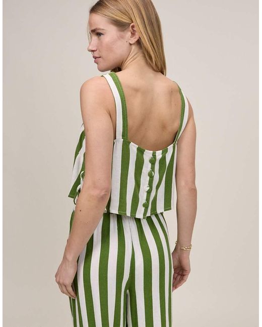 Nobody's Child Petite Green Pillar Linen Mix Tie Side Top