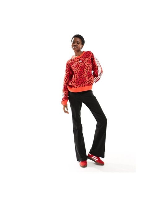 Adidas Originals Red Leopard Luxe Sweatshirt