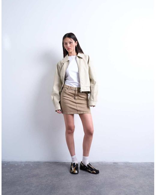 Minifalda Vaquera Muy Corta Lavado De -Neutro TOPSHOP de color Natural