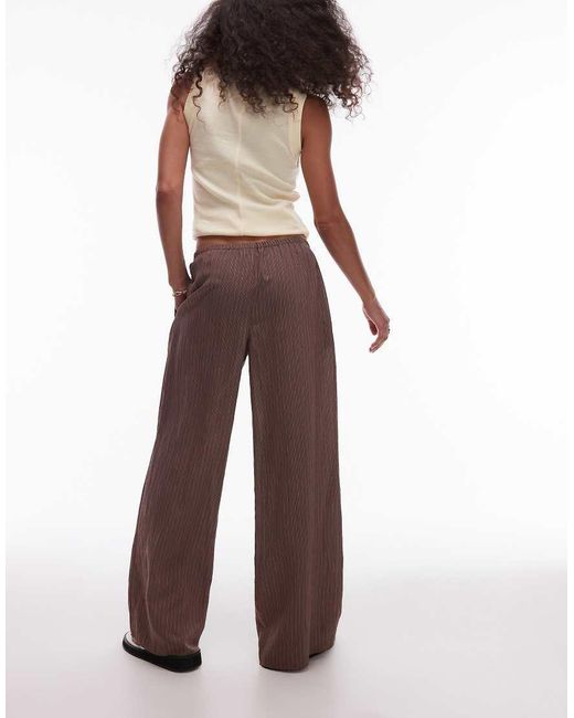 TOPSHOP Purple Co Ord Stripe Wide Leg Drawcord Trouser
