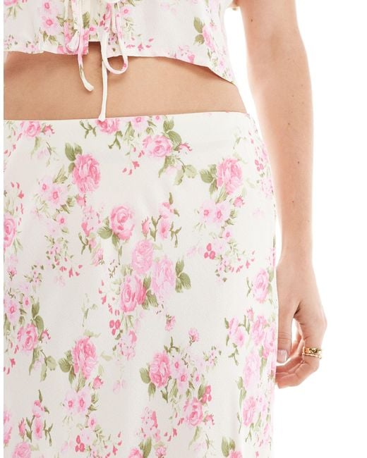 Mango Pink Midi Floral Print Co-ord Skirt