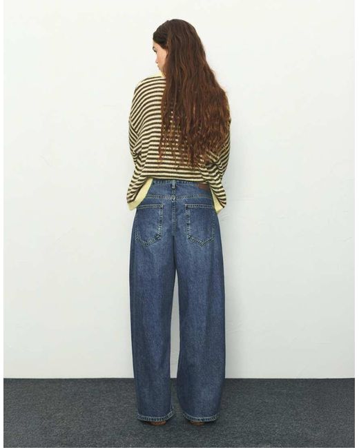 Pull&Bear Blue Low-Rise Barrel Jeans