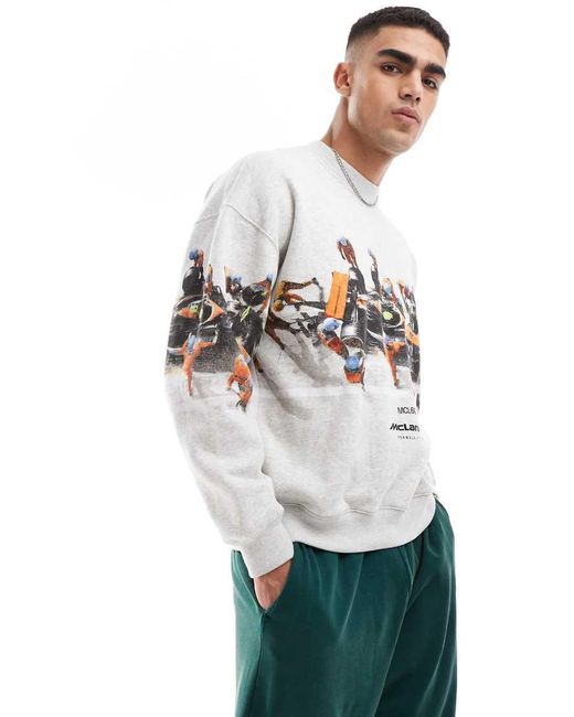 Abercrombie & Fitch White F1 Pit Stop Print Sweatshirt for men