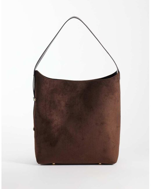 ASOS Brown Faux Suede Oversized Bucket Tote Bag