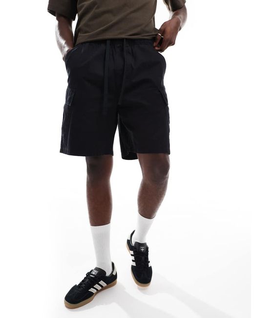 Pull&Bear Black Cargo Pull On Short for men