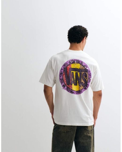 Vans White Blotched Circle Backprint T-Shirt for men