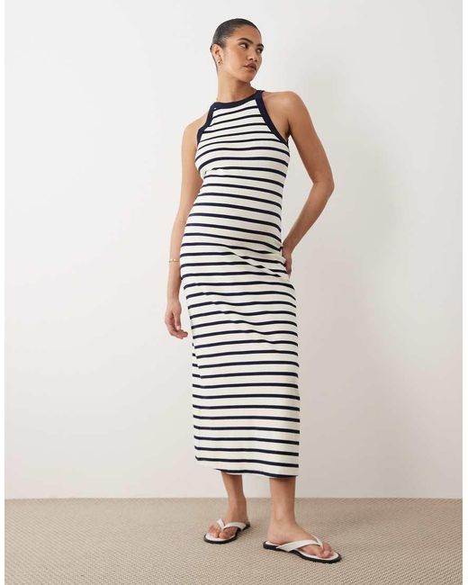 ASOS Blue Asos Design Maternity Ribbed Tank Midi Dress