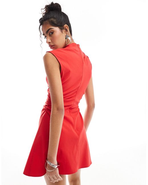 ASOS Red – hochgeschlossenes, ärmelloses minikleid aus bengaline