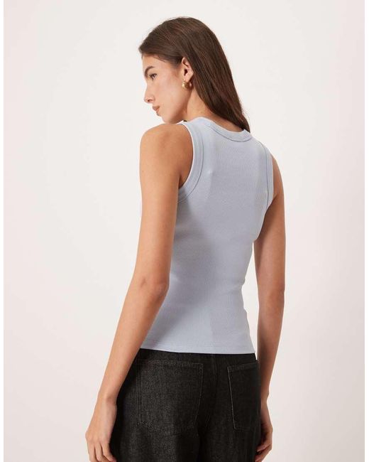 Calvin Klein White Monogram Rib Tank