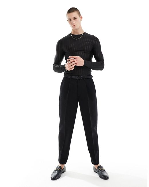 ASOS Black Muscle Fit Long Sleeve T-shirt for men